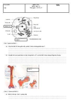 Kiểm tra môn sinh 8 thời gian  45 phút
